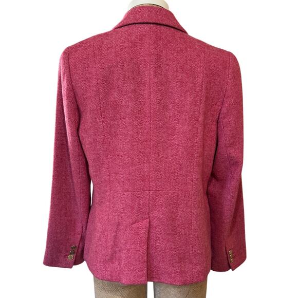 Talbots Aberdeen Shetland Pink Gold Buttons Blazer Size 8 Wool Preppy EUC Office - Picture 3 of 16